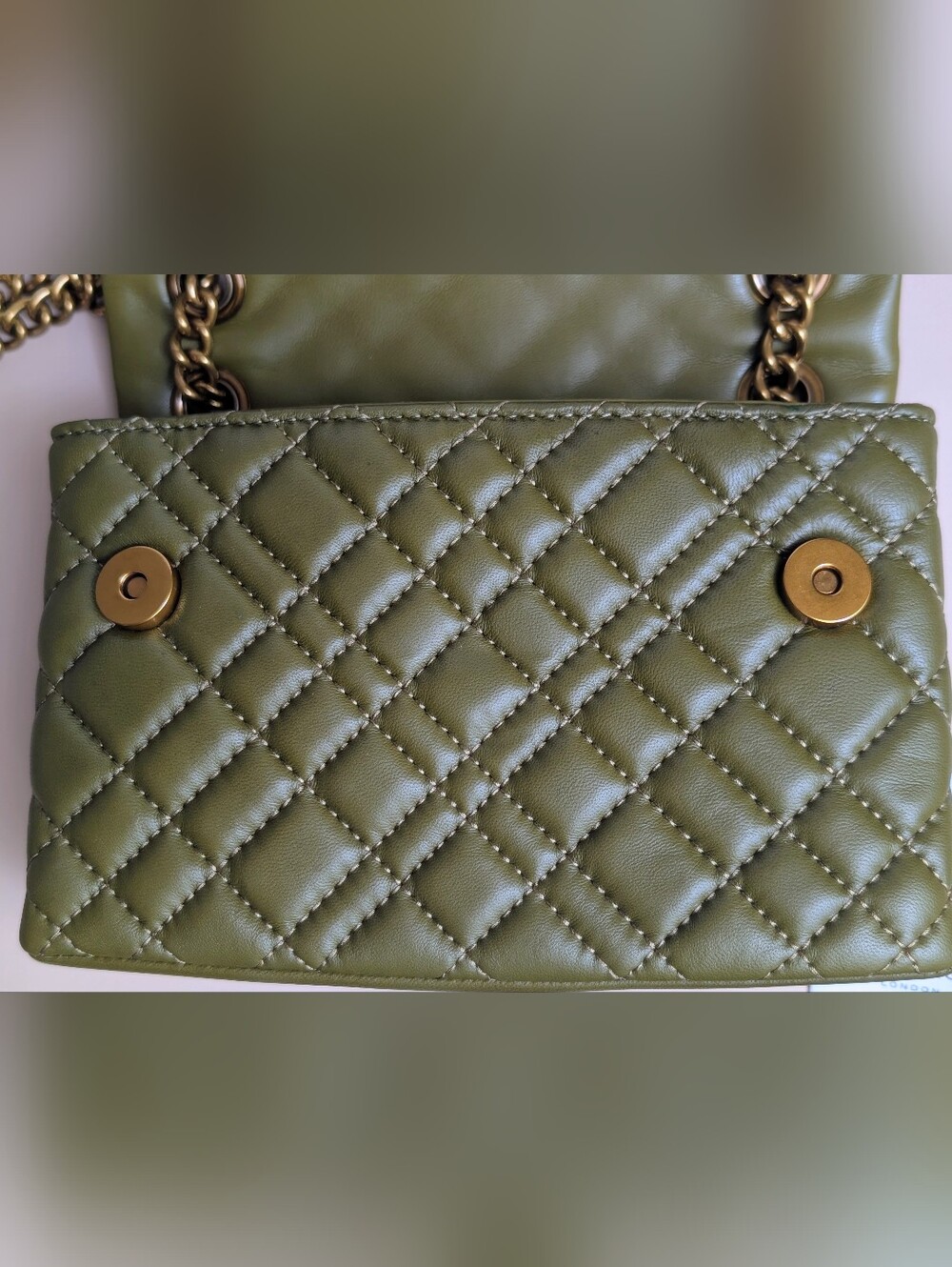 NWT Kurt Geiger London Brixton Olive Green Quilted Leather Chain Crossbody Bag - Picture 14 of 17